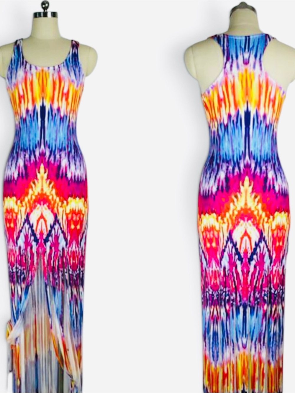 VENUS Vibrant Multicolor Fringe Maxi Dress - Picture 4 of 8